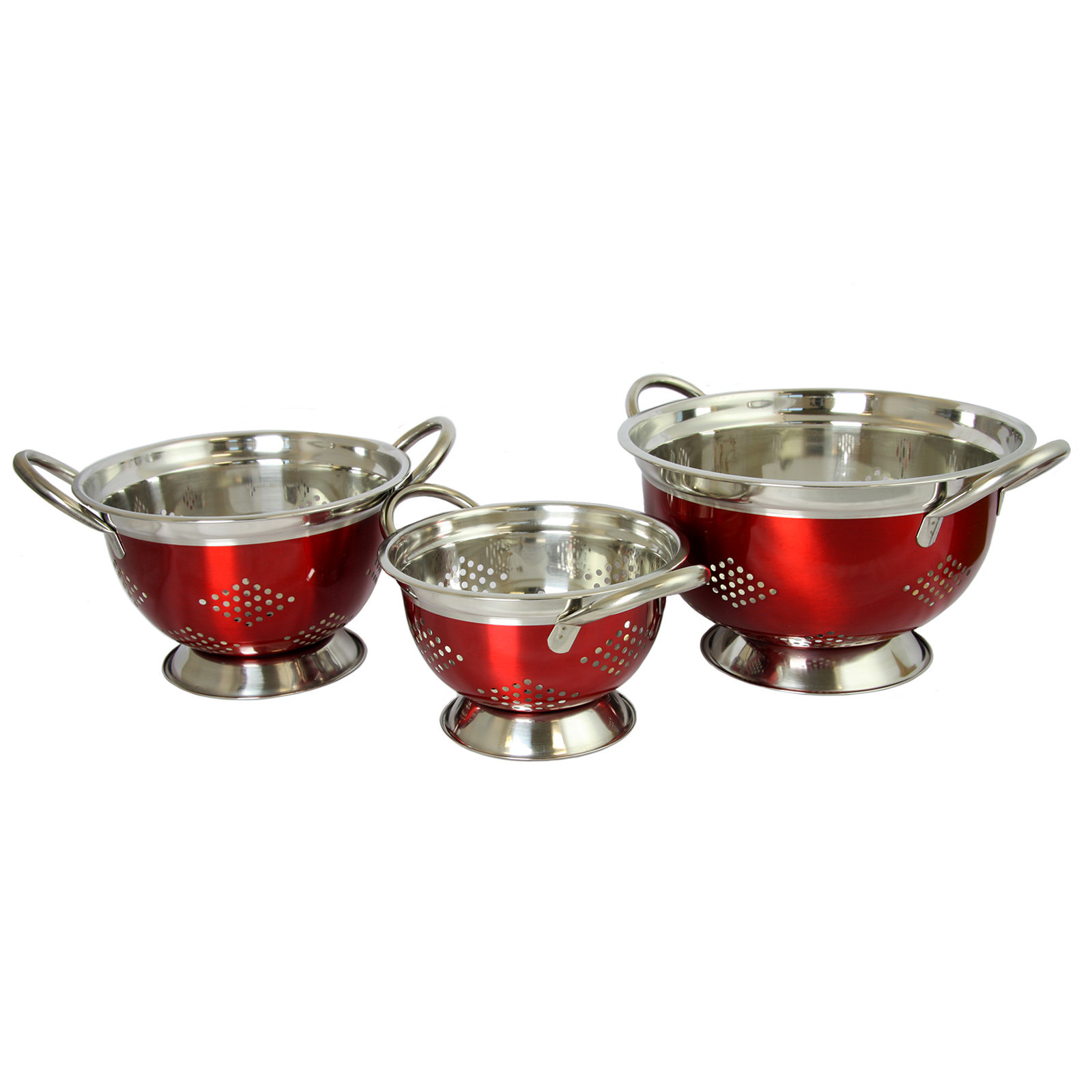 red metal colander