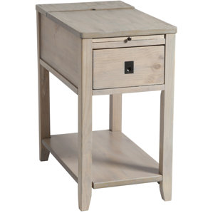 Seville Chairside Table in Driftwood by Rosecliff Heights