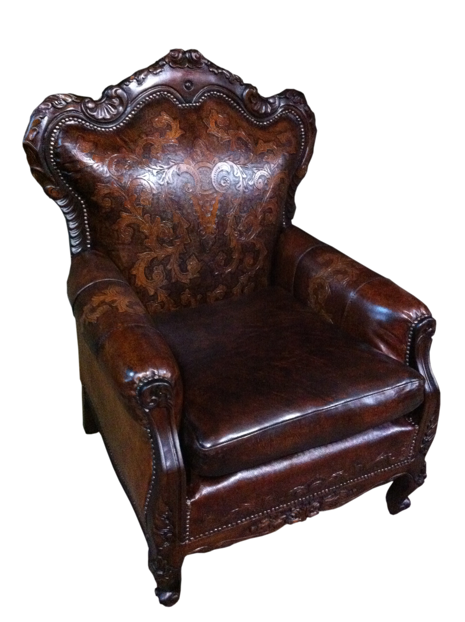 tooled leather chair seats