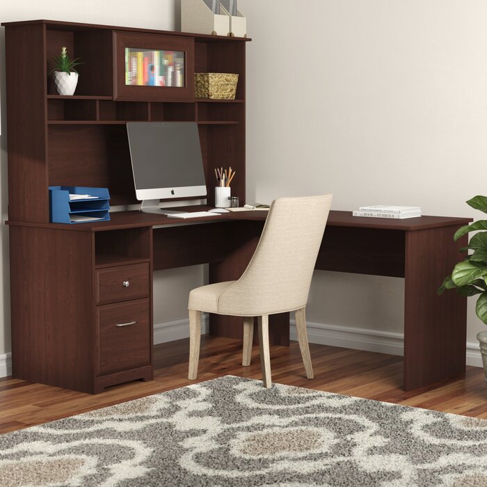 Red Barrel Studio® Hillsdale L-Shape Executive desk with Hutch ...