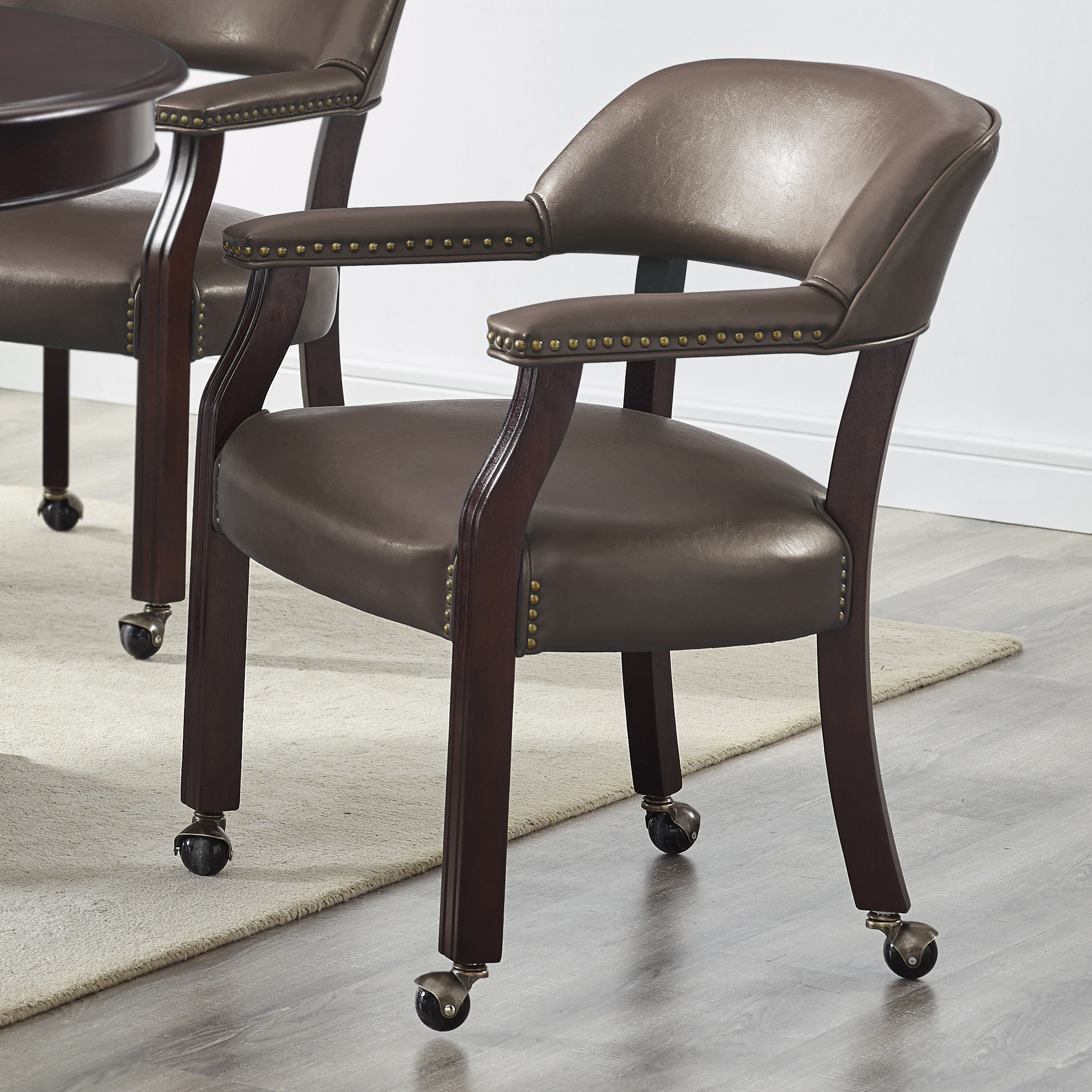 Red Barrel Studio Mcbride Vinyl Upholstered Solid Wood Arm Chair Reviews Wayfair