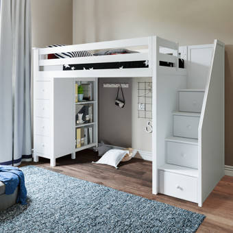 Harriet Bee Deshotel Twin Loft Bed With Drawers And Shelves