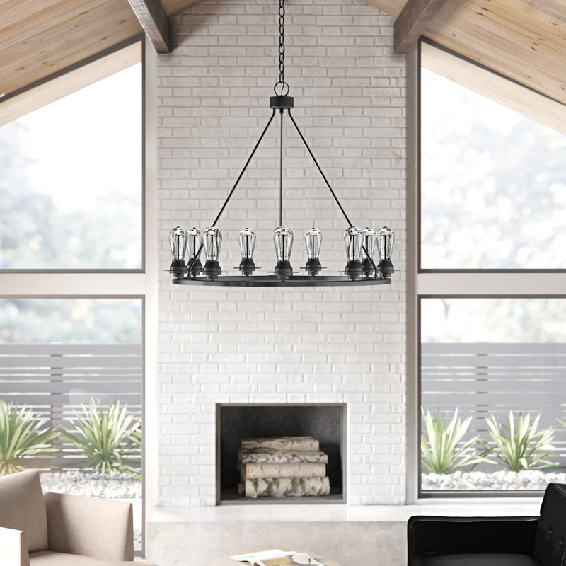 Miesha 9 Light Unique Statement Style Wagon Wheel Chandelier