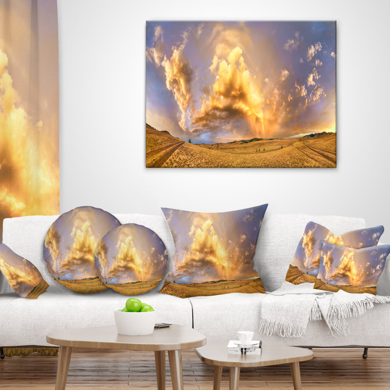 East Urban Home Landscape Rainbow At Sunset After Storm Lumbar Pillow Wayfair