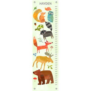 Textured Woodland Animals by Amy Schimler-Safford Personalized Canvas Growth Chart