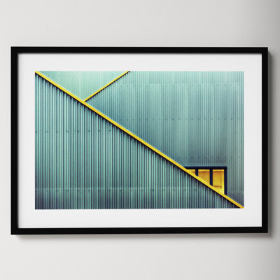 Stairs and Yellow Door - Picture Frame Painting Print on Paper 30 x 41