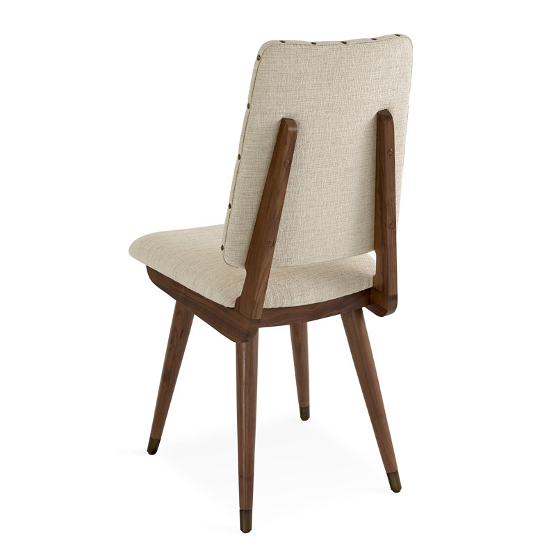 Jonathan Adler Camille Linen Upholstered Solid Wood Side Chair In Belfast Stone Wayfair