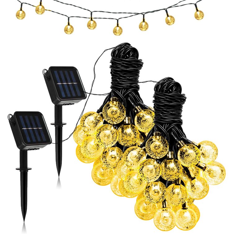 30 LED Crystal Bubble Ball Fairy String Lights Lamp Solar Power For Party Garden 
