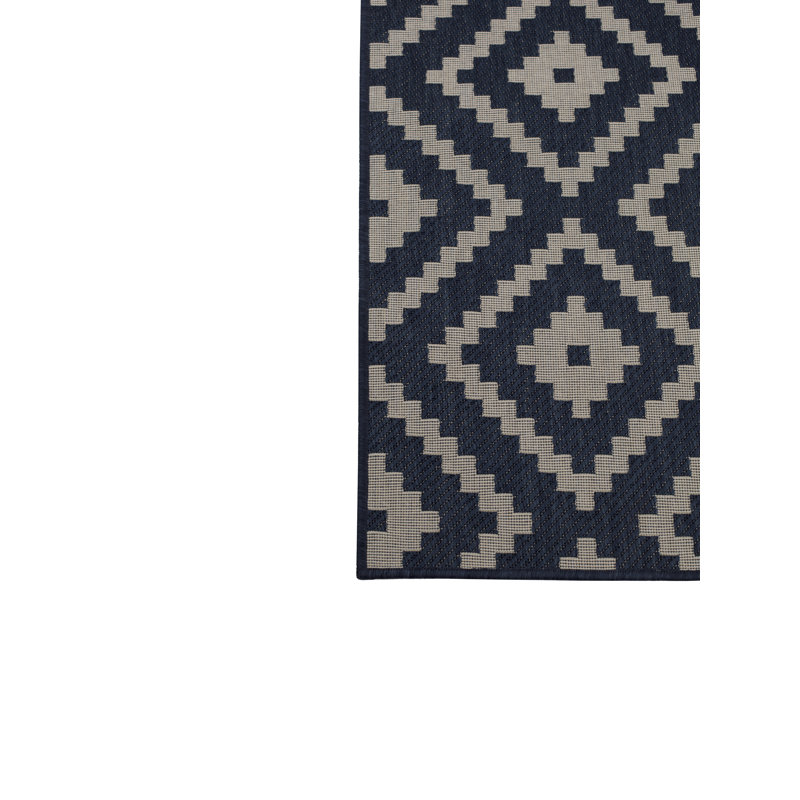 Union Rustic Waldorf Geometric Midnight Blue Beige Indoor Outdoor Area Rug Wayfair