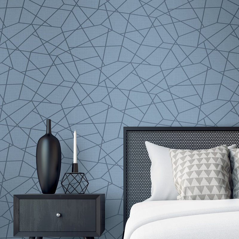 Blue Brown Speckled Diamond Mosaic Tile Square Geometric Modern Wallpaper Border