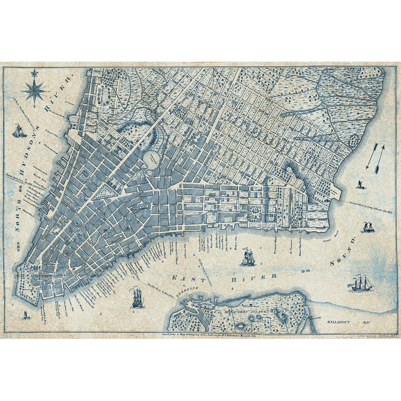 Williston Forge Cy Old Vintage City Map New York 8 33 L X 12 06 W 4 Panel Wall Mural Wayfair