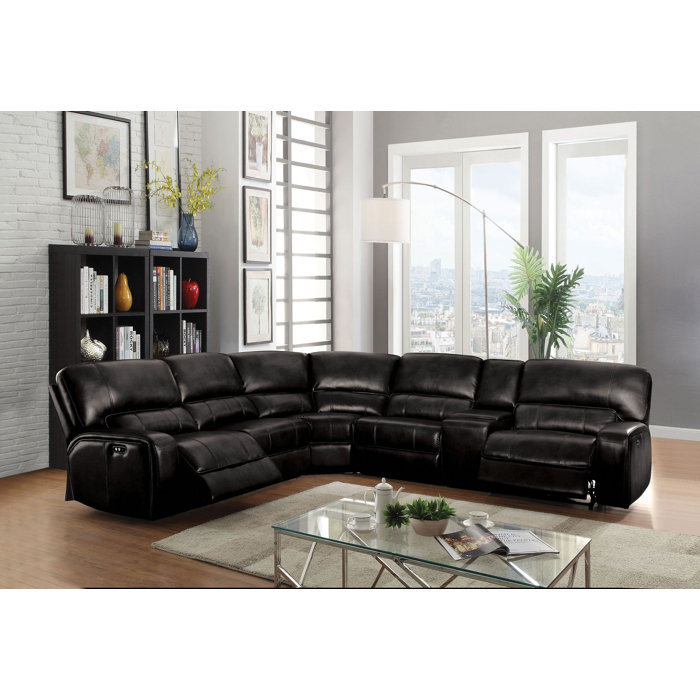Laude Run Major Q 6pcs Grey Leather Aire Motion Sectional Sofa Major Q 6pcs Grey Leather Aire Motion Sectional Sofa Set