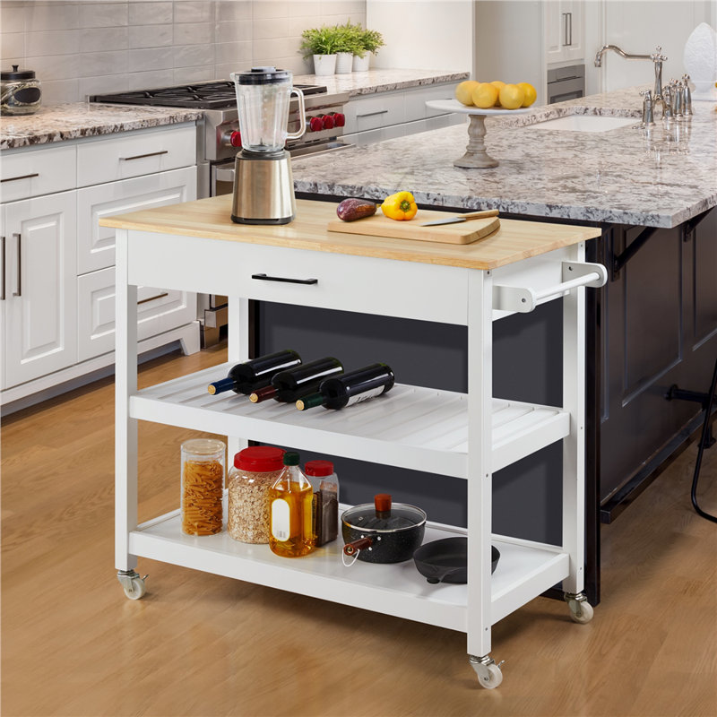 Latitude Run 40 Kitchen Island Cart On Wheels Wayfair Ca