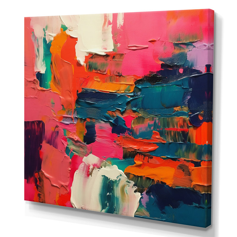 Pink And Blue Fragments Of Reality On Canvas Print