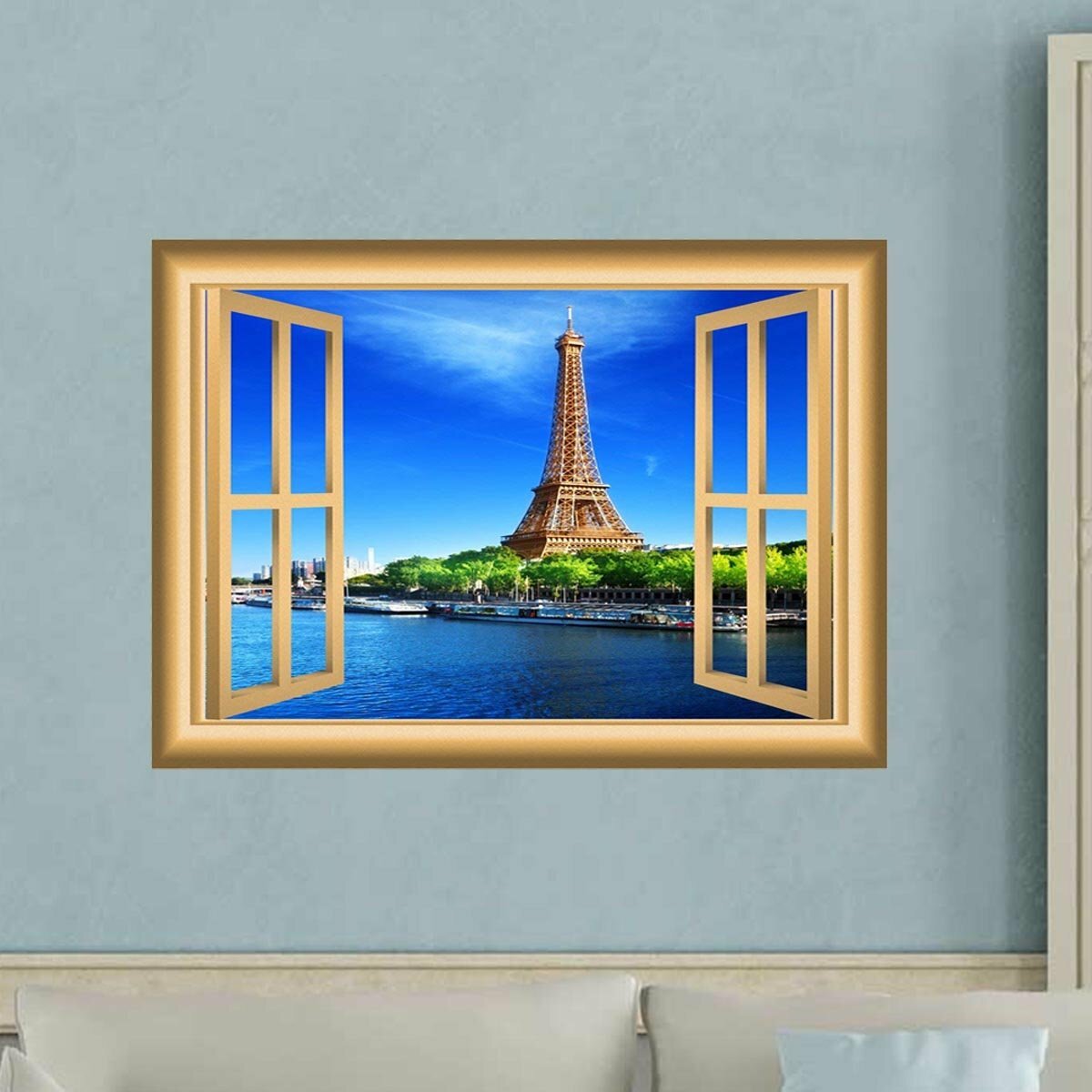 ufengke Girl Bicycle Wall Stickers Flowers Eiffel Tower Wall Decals Mural for Kids Bedroom Living Room