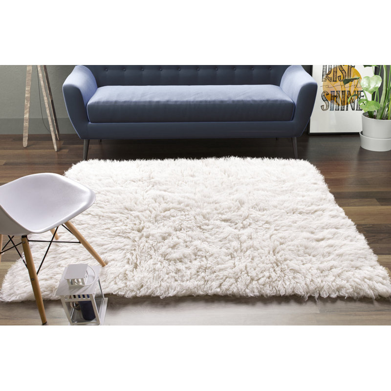 Wrought Studio Stonecipher Handmade Shag Wool White Area Rug Reviews Wayfair