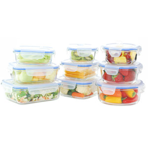 Go Green Glass lock Elements Oven Safe 9 Container Food Storage Set