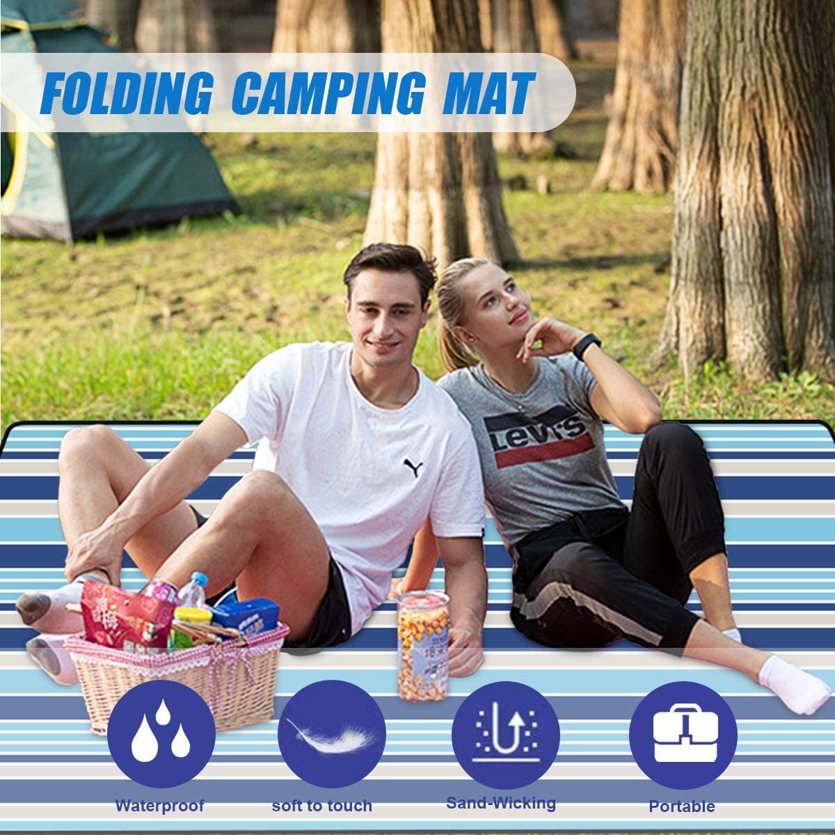 Waterproof Mat for Camping Hiking Foldable &Lightweight Outdoor Picnic Blanket 