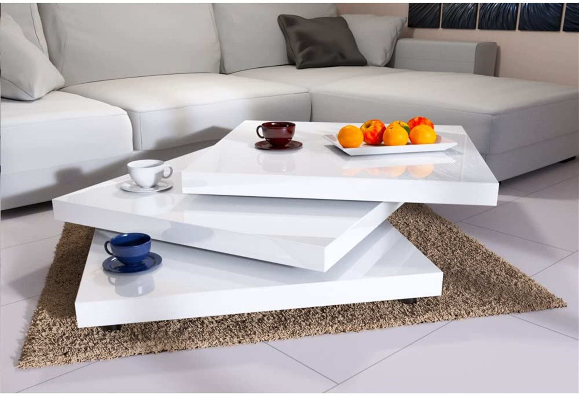 Couchtisch Wohnzimmertisch Hochglanz Design Beistelltisch Couch Sofa Tisch Weiß 
