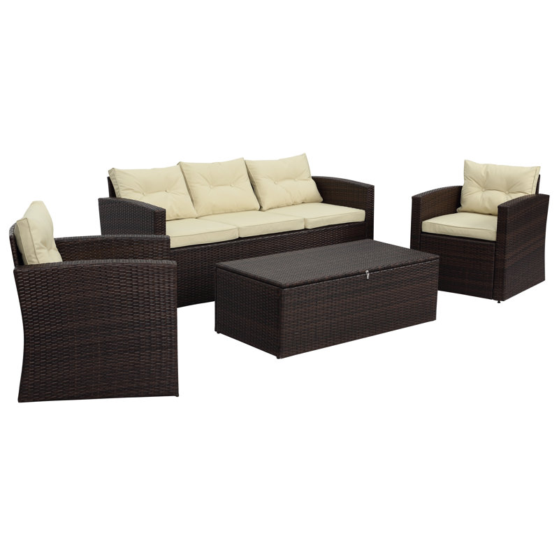 Arlington 4 Piece Rattan Sofa Seating Group With Cushions