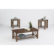 Highland Oak Finish. 3 Piece Table Set 1 Coffee Table & 2 End Table 