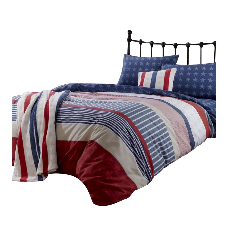 Catherine Lansfield Stars And Stripes Easy Care Duvet Cover Set