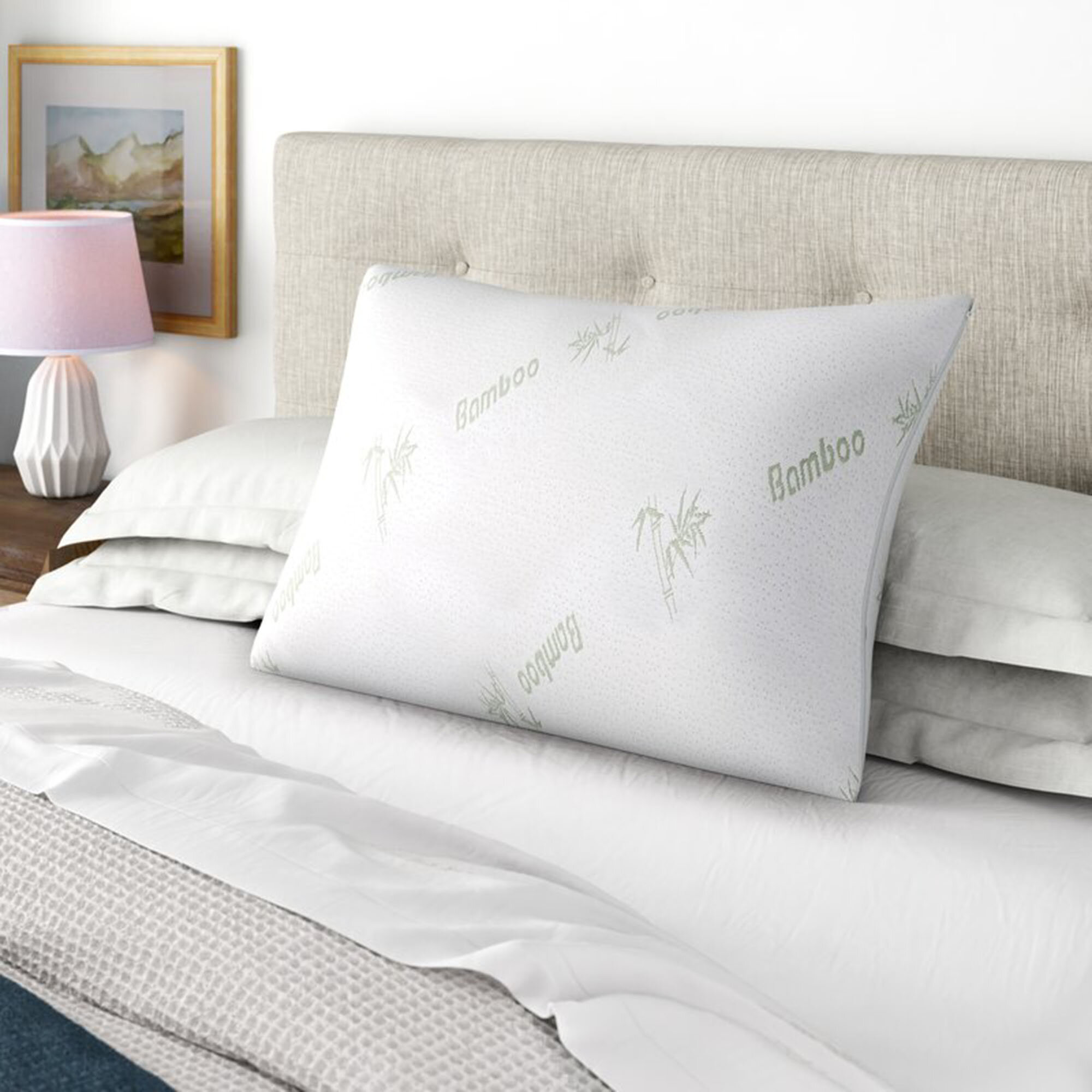 Pillow Set of 2 Queen Bamboo Hotel Comfort Shredded Memory Foam Tencel