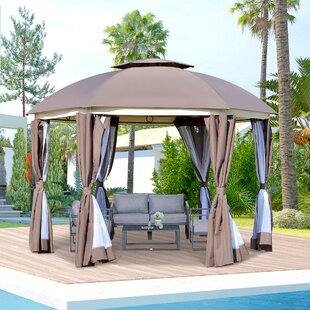 Palm Springs Garden Outdoor Patio 11.5ft Circular Canopy Gazebo with Steel Frame 