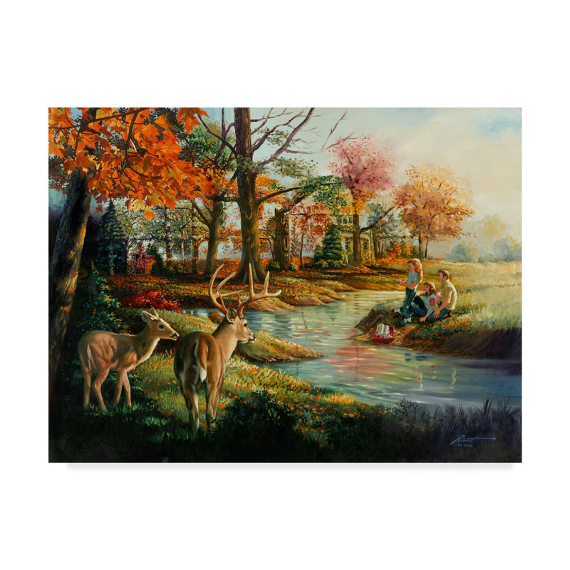 Trademark Art Dream Home Deer Acrylic Painting Print On Wrapped Canvas Wayfair