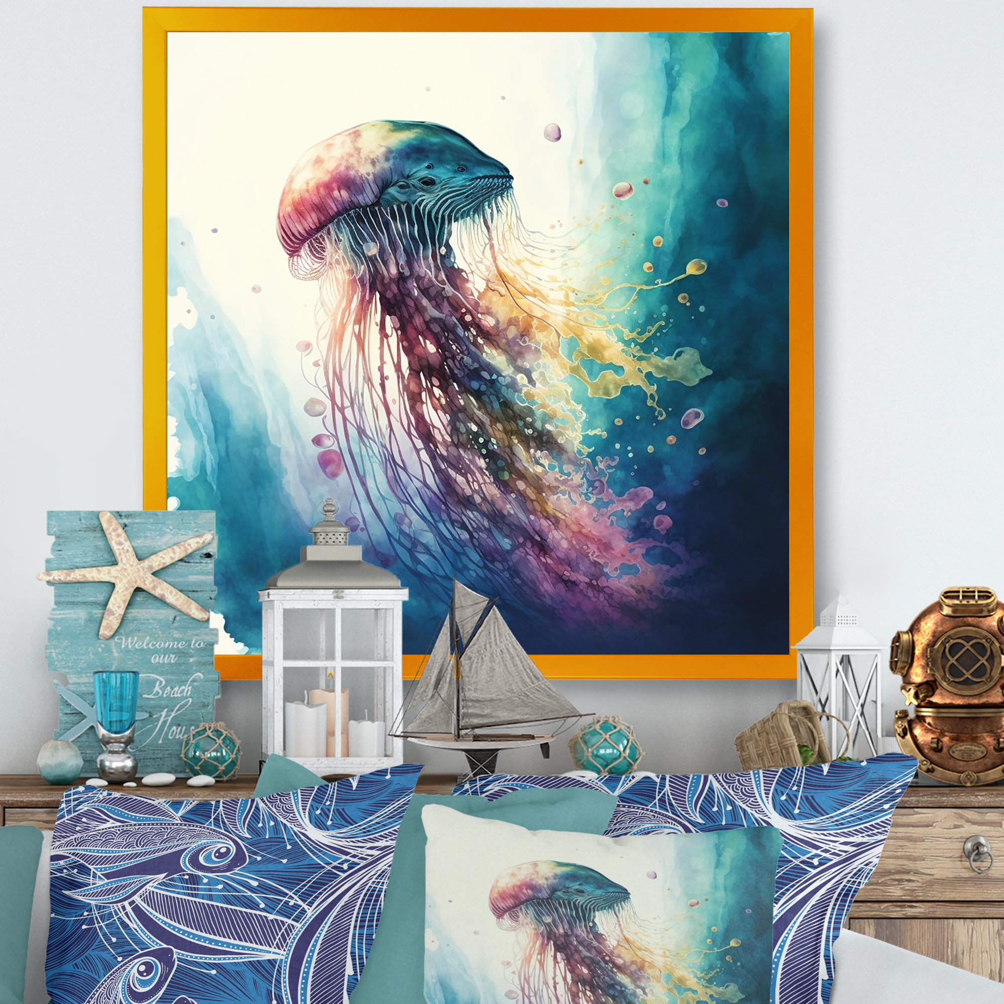 Dovecove Denekia Colorful Deepsea Jellyfish V - Print on Canvas | Wayfair