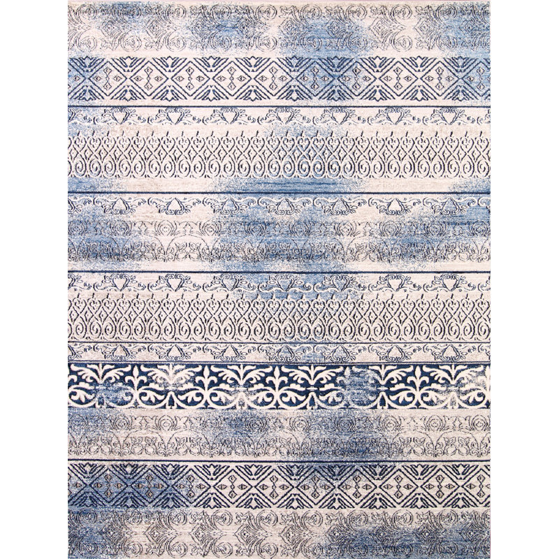 World Menagerie Royse Power Loom Ivory Light Blue Rug Wayfair