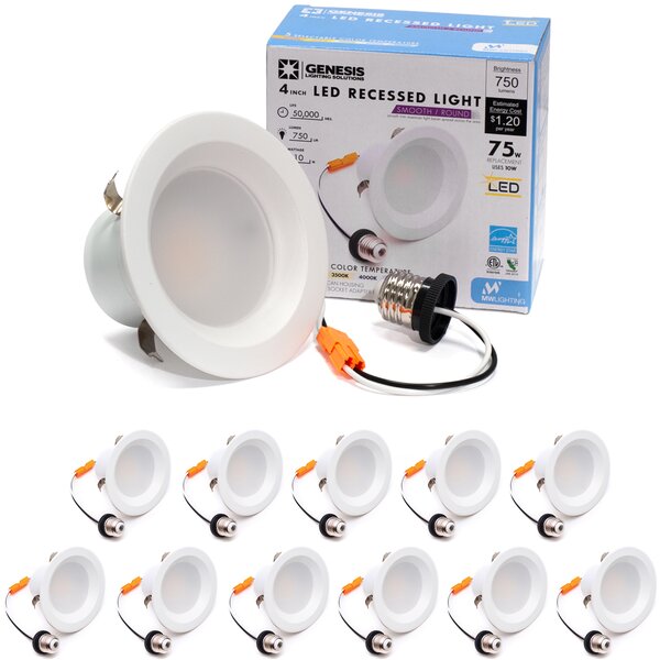 4 Inch 9W LED Dimmable Downlight  Smooth Recessed Retrofit Ceiling Light 