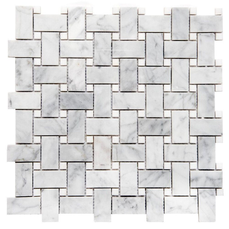 The Tile Life Santorini 12" X 12" Marble Basketweave Mosaic Tile Sheet