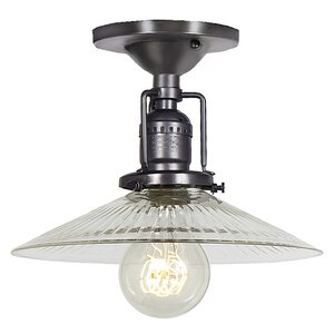 Edgar 1-Light Ribbed Glass Semi Flush Mount