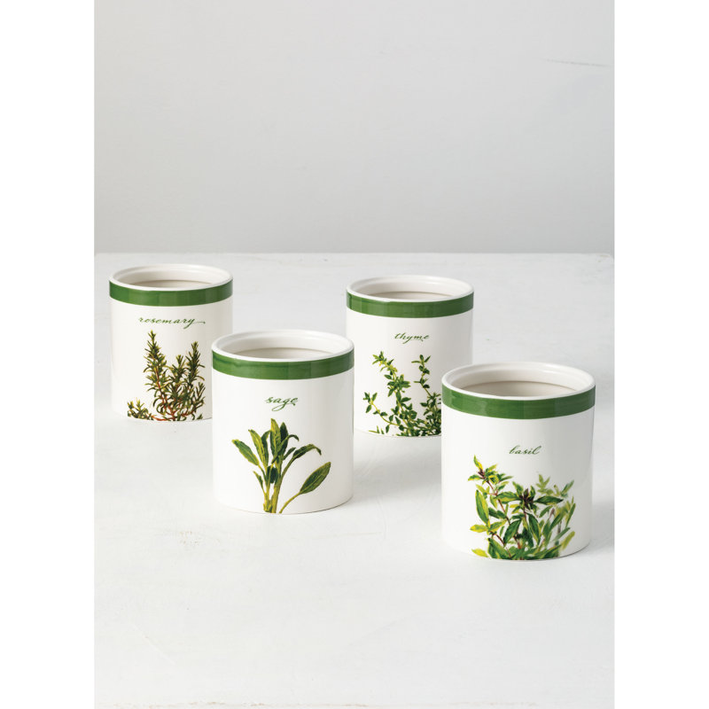 Gracie Oaks Herb 4 Piece Kitchen Canister Set Wayfair