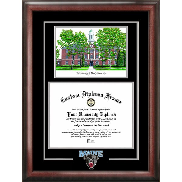 One Size Campus Images NCAA Maine Black Bears Unisex Spirit Diploma Manhattan Black Frame with Bonus Lithograph Black
