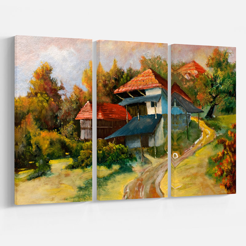 East Urban Home Village Scene With Old House Oil Painting Print