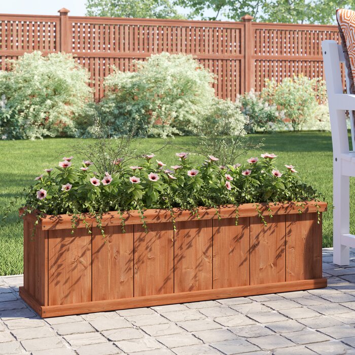 Arlmont Geronda Weather Frost Resistant Wood Planter Box Bed with Drill Holes