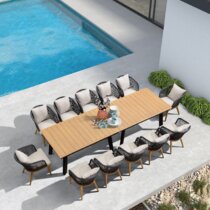Rattan Outdoor Dining Set 11/21/27/33 PCS Garden Patio Furniture Table & Chairs 