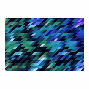 Dawid Roc Geometric City Digital Black Area Rug