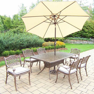 Go to store & view more images Mississippi 7 Piece Dining Set with Cushions by Oakland Living