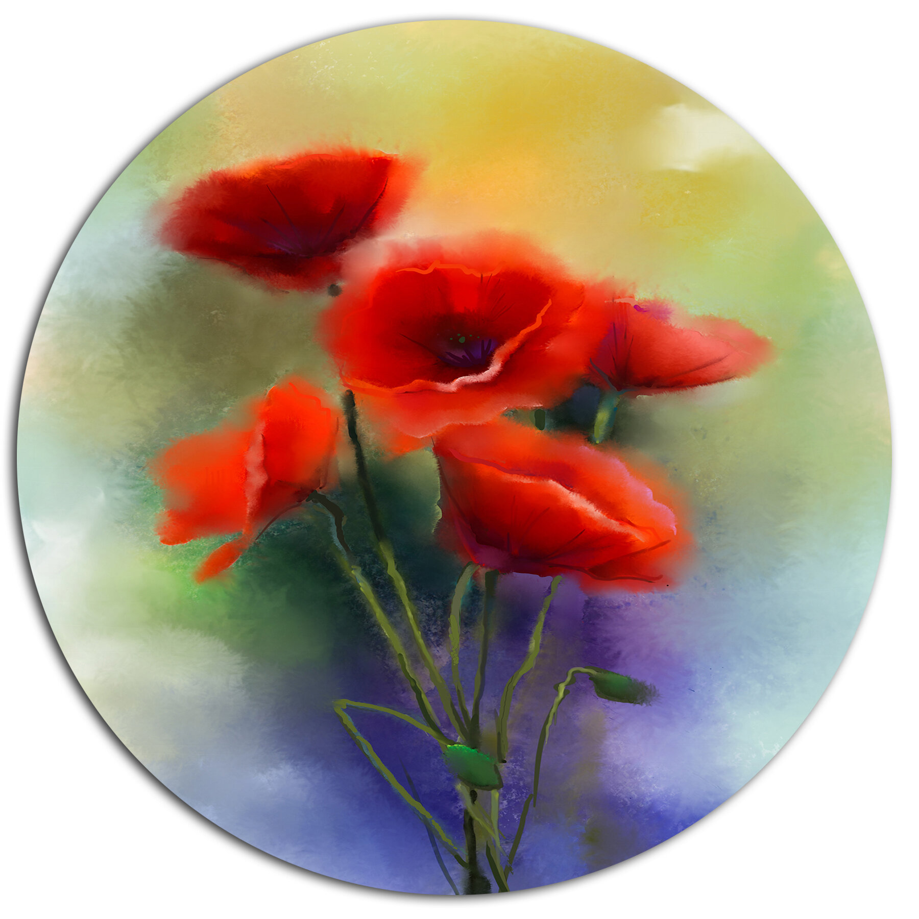 Designart Watercolor Red Poppy Flowers Painting Oil Painting Print On Metal Wayfair