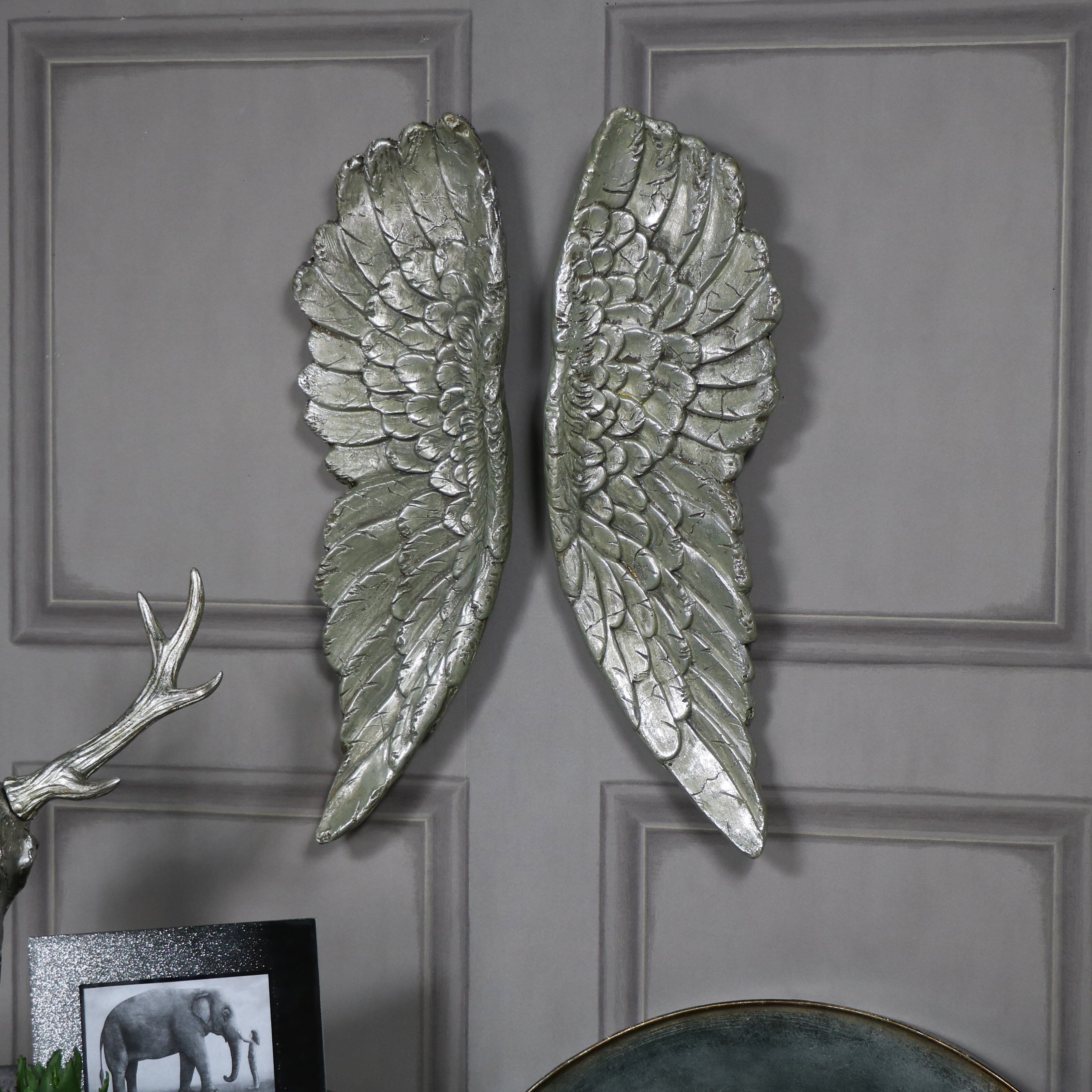 Large Silver Angel Wings Wall Decor/Wall Art