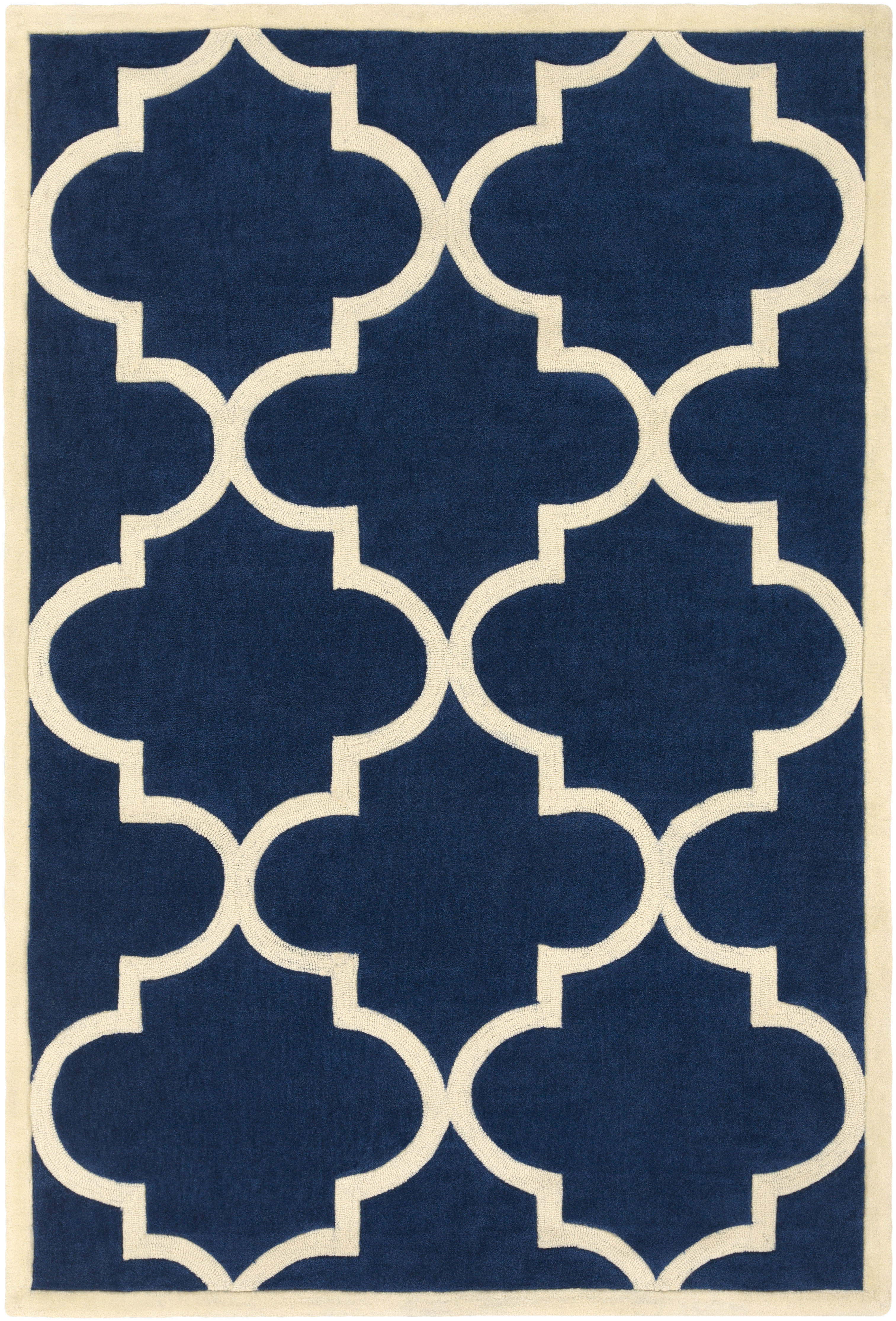 Breakwater Bay Daubert Geometric Handmade Tufted Navy Beige Area Rug Reviews