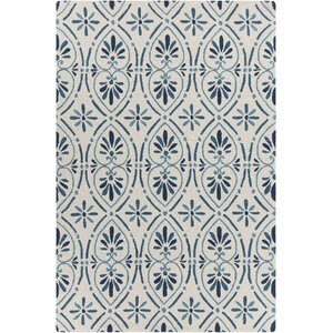 Shoreham Patterned Cream/Blue Area Rug