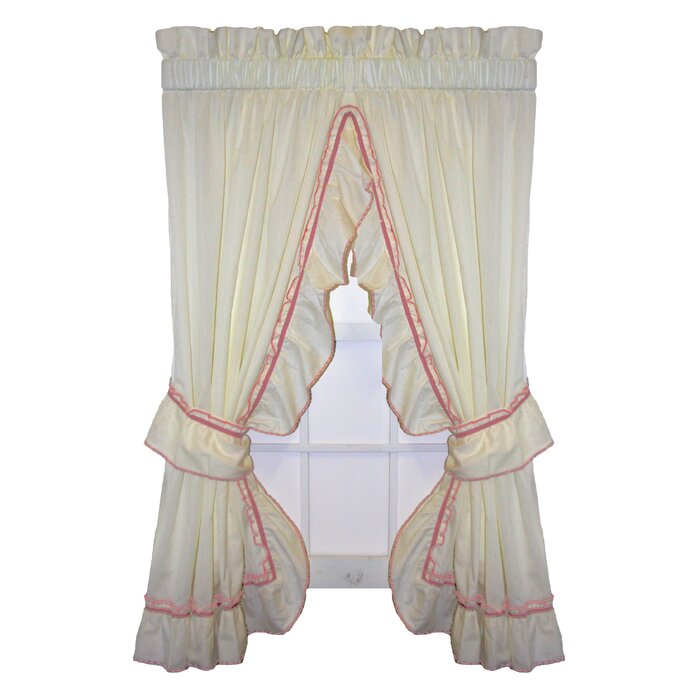 Hower Ruffled Priscilla Semi Sheer Rod Pocket Curtain Panels