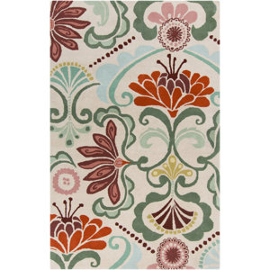 Alhambra Hand Tufted Wool Ivory/Red Area Rug