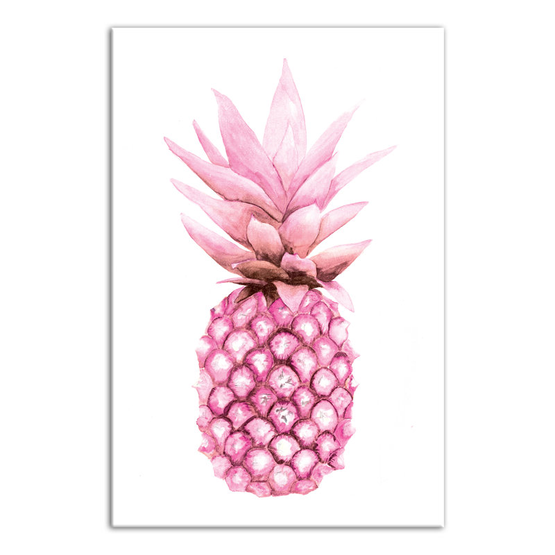 Wrought Studio Watercolor Pink Pineapple Painting Print On