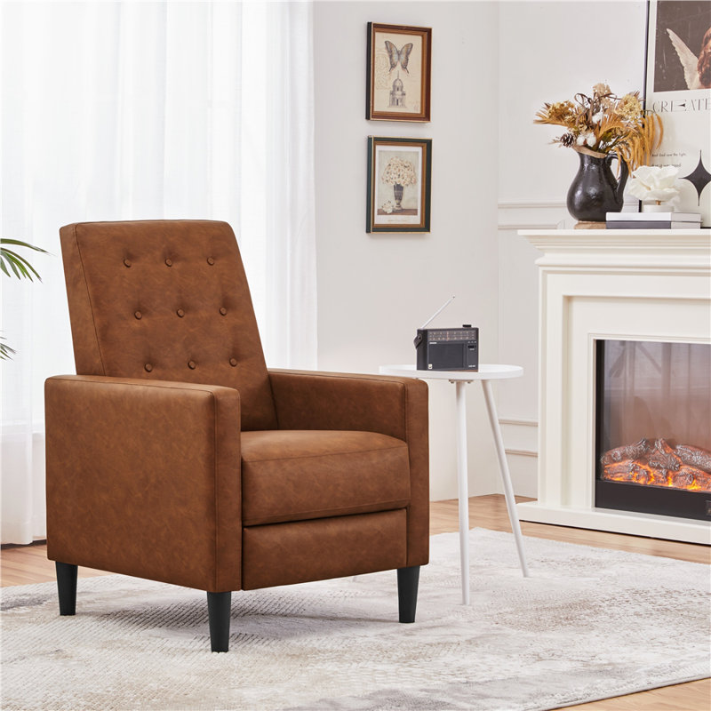 Artigas 26.5" Wide Faux Leather Club Recliner Upholstery Color: Brown