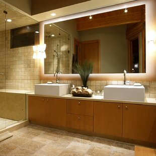 Modern Slim LED Battery Operated Illuminating Rectangular Design Bathroom Mirror IP44 Rated 